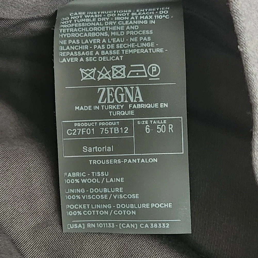 New CURRENT Zegna Gray Wool 5-Pocket Flat Front Flaws Pants Grey 34 X 31 Slacks
